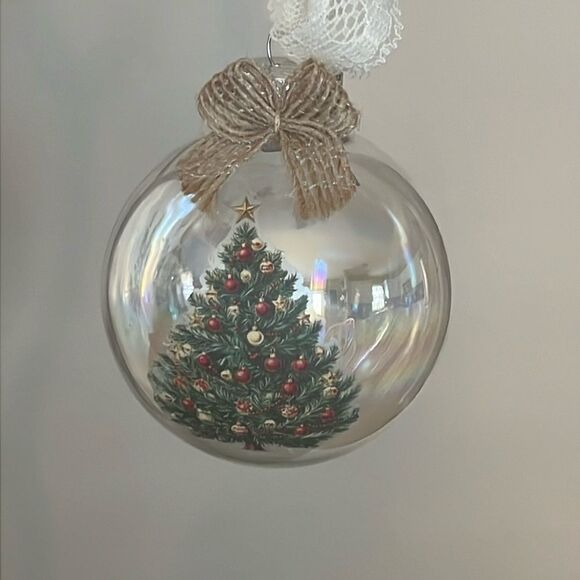 Upcycled Clear Glass Ornaments 3 Different Christmas Balls house, Santa and tree - Picture 5 of 15